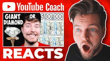 Would You Rather Have A Giant Diamond or $100,000? - Youtube Coach Reacts To MrBeast